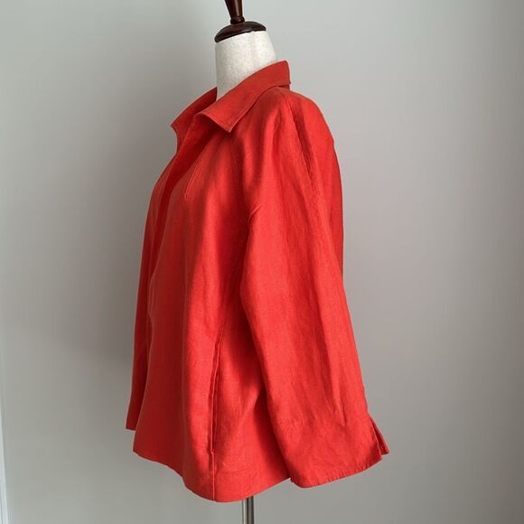 Talbots Women’s Irish Linen Open Front Jacket Orange Size XLP - Picture 4 of 9